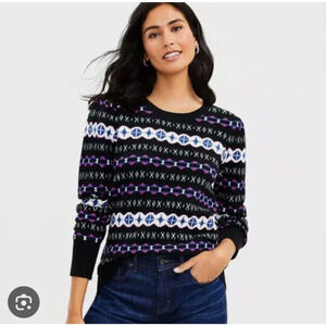 NWT Loft Fair Isle Puff Long Sleeve Sweater Size Small 2513